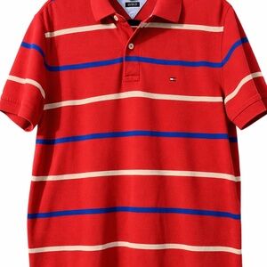 Tommy Hilfiger Red Striped Polo – Valentine’s Day Classic | Men’s Large